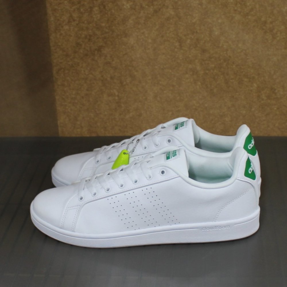 adidas NEO Men's Cloudfoam Advantage Clean Sneakers, White/White/Fairway, 12.5